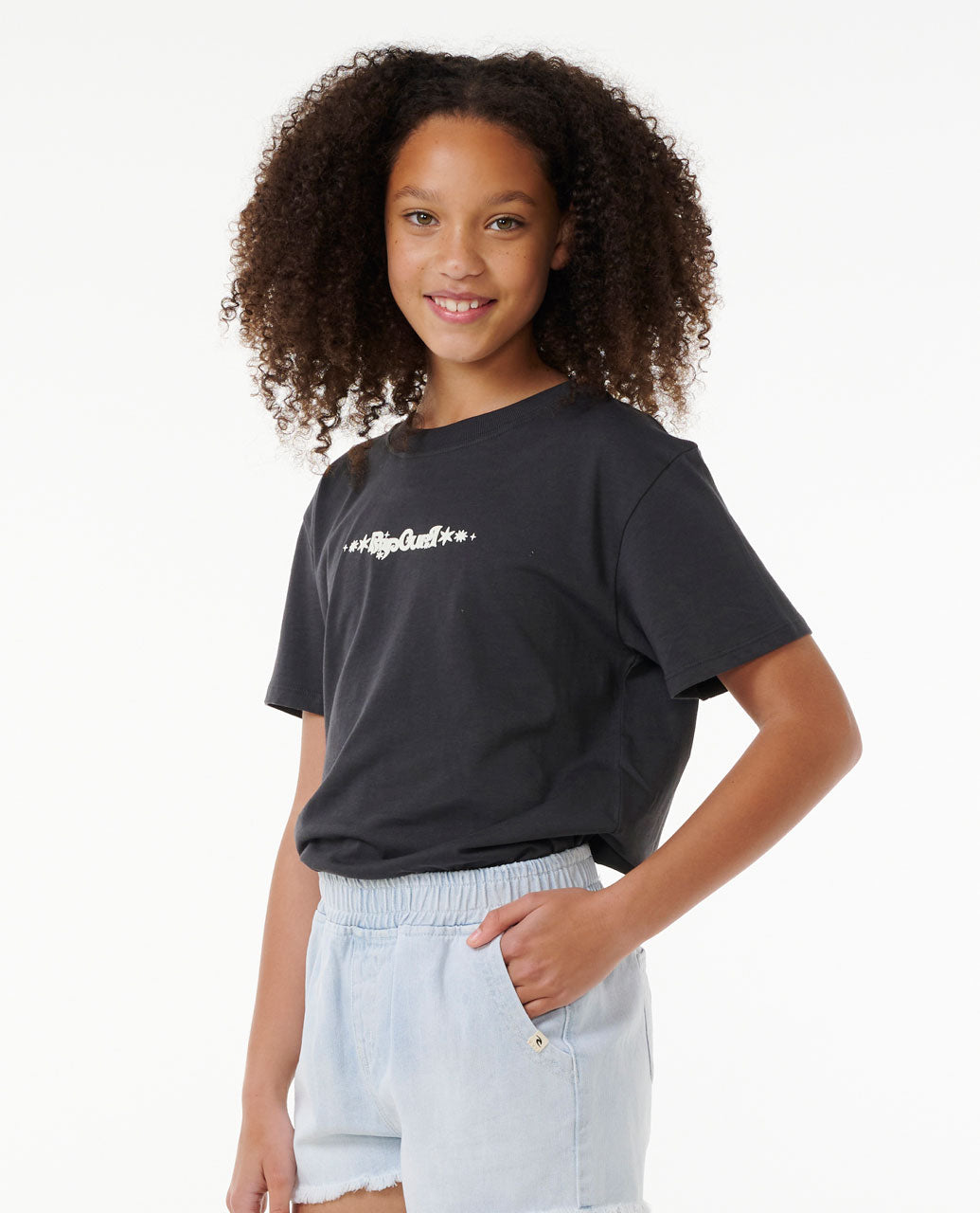 Summer Solstice Tee - Girl (8-14 years) - Washed Black - Surf Girls ...